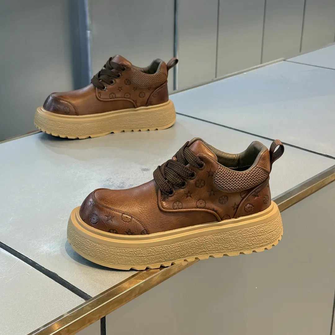

Men s shoes spring new Martin short boots platform mid-top casual men s shoes 44 коричневий