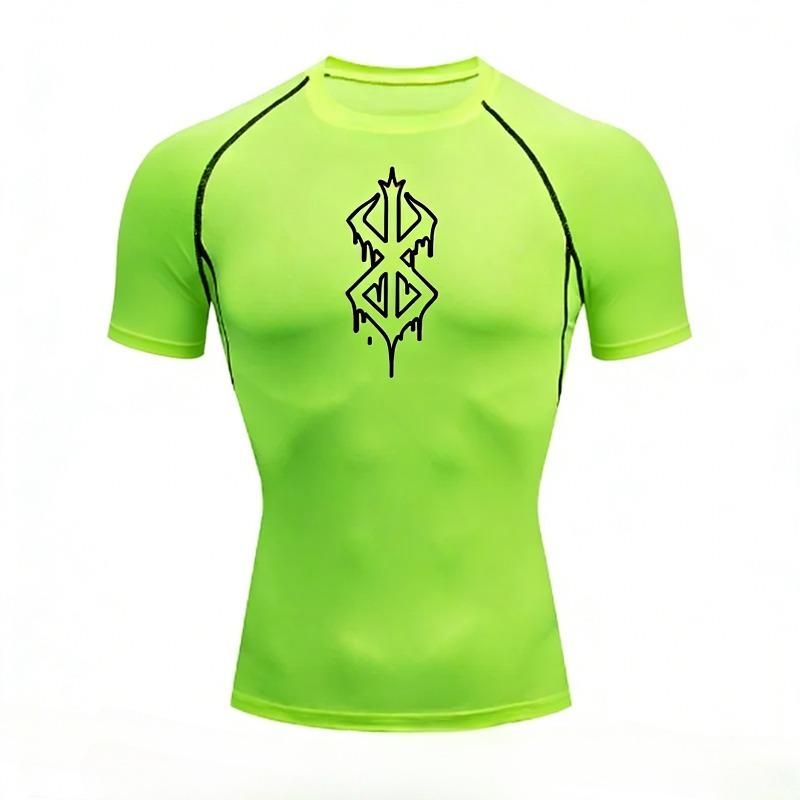 Мужская облегающая футболка с узором для спортзала, тренировок, бега, анти-раздражение, нижнее белье, базовый слой, впитывающая пот, для бега, быстросохнущая футболка, топ S