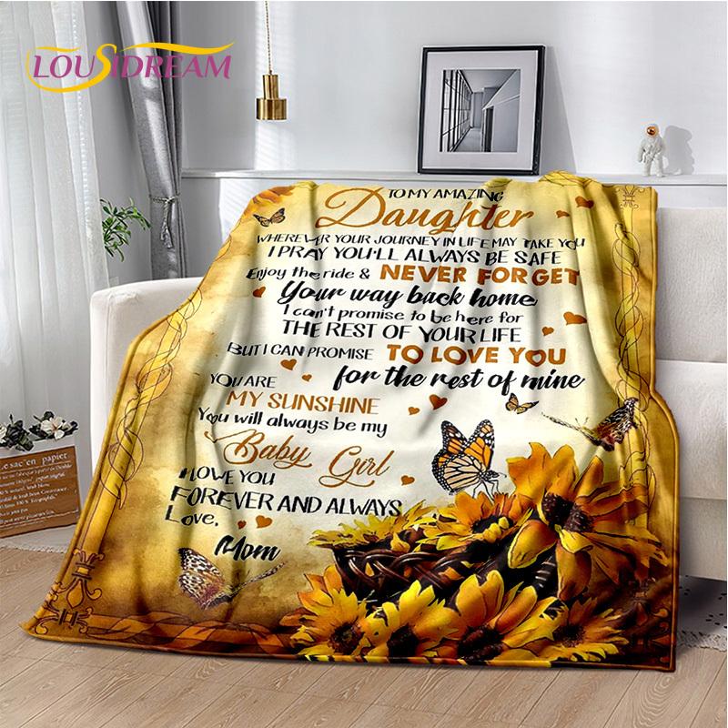 To My Daughter Son Grandedaughter Letter Christmas Present New Year Blanket,Soft Throw Blanket for Home Bedroom Bed Sofa Cover