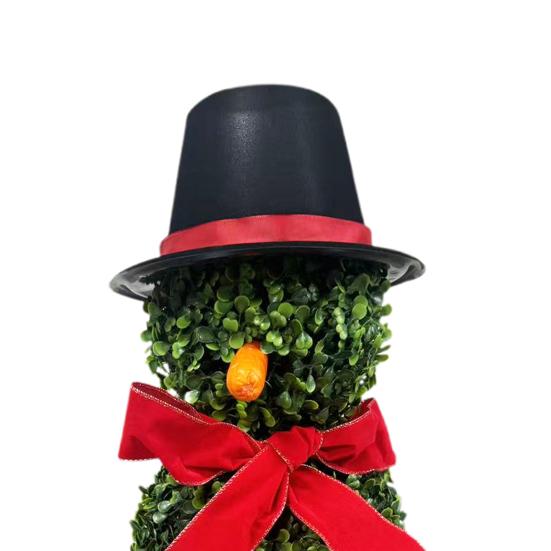 Vánoční Sněhulák Topiary Umělý Sněhulák ve tvaru Topiary Strom s Mašlí a Kloboukem Venkovní Zimostráz Topiary s Kolíkem pro Domácí Výzdobu Verandy