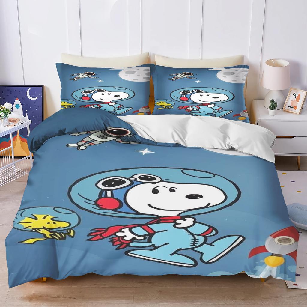 Snoopy Couple Bedding Set Duvet Cover Twin Size Sets 100% Polyester 3d Children'S Bedding Set 3-Piece 1 Quilt Cover