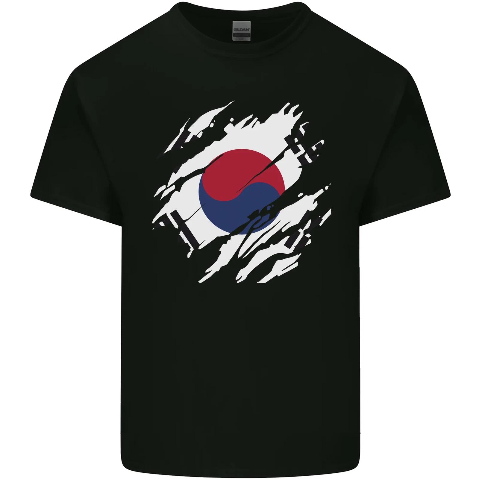 Torn South Korea Flag Korean Day Football Kids T-Shirt Childrens M