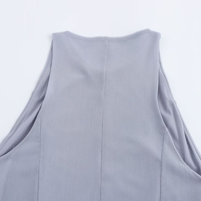 Kaslead New Arrival Women's Clothing Fashion Style Silm Wide Hem Silk Net Midi Skirt Dress 5039305