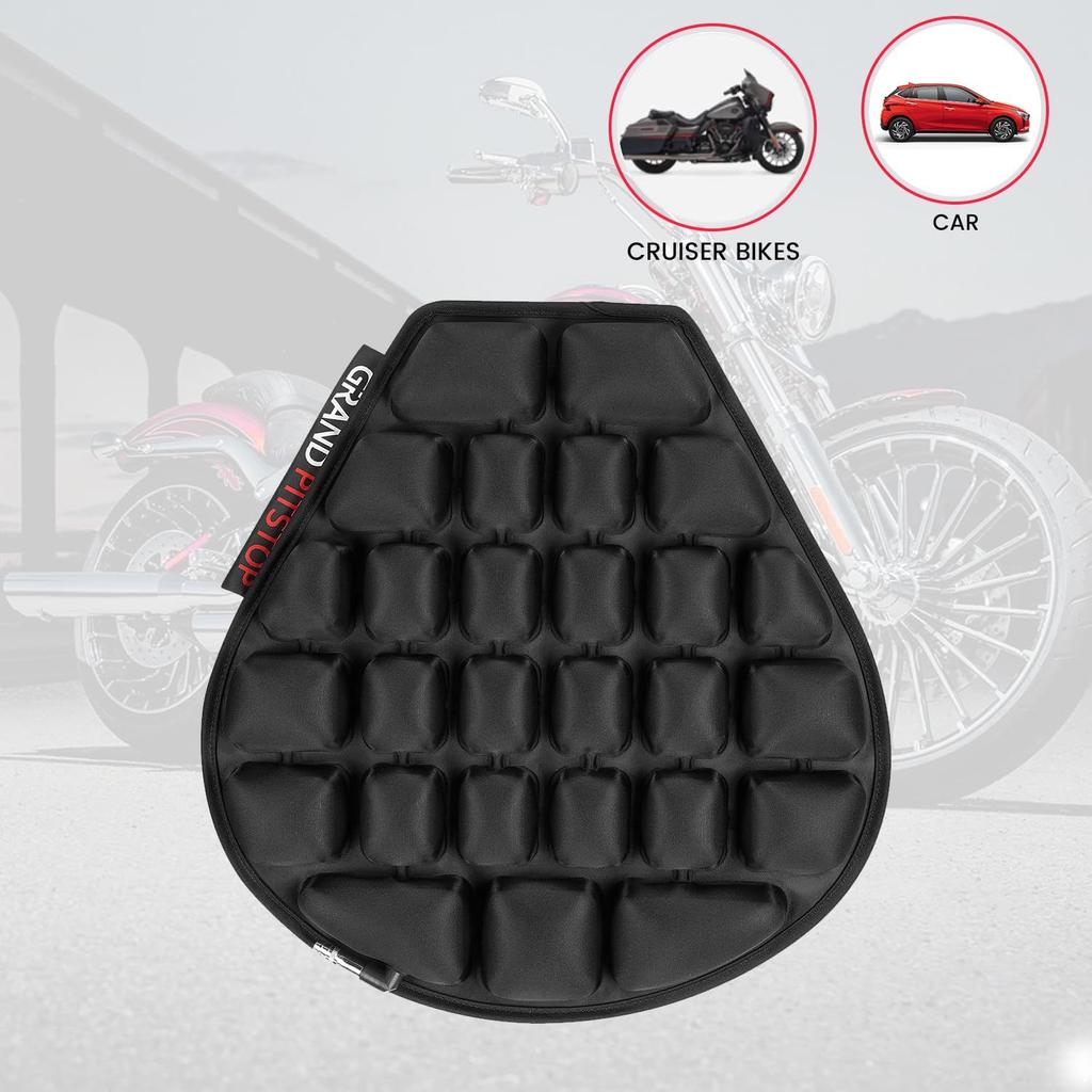 Schwarzes Polyester Luft-Sitzkissen | Atmungsaktives Mesh | Rutschfeste Unterseite | Luft-Sitzkissen für Fahrrad, Auto, Büro | Medizinische Verwendung | Leichtgewicht