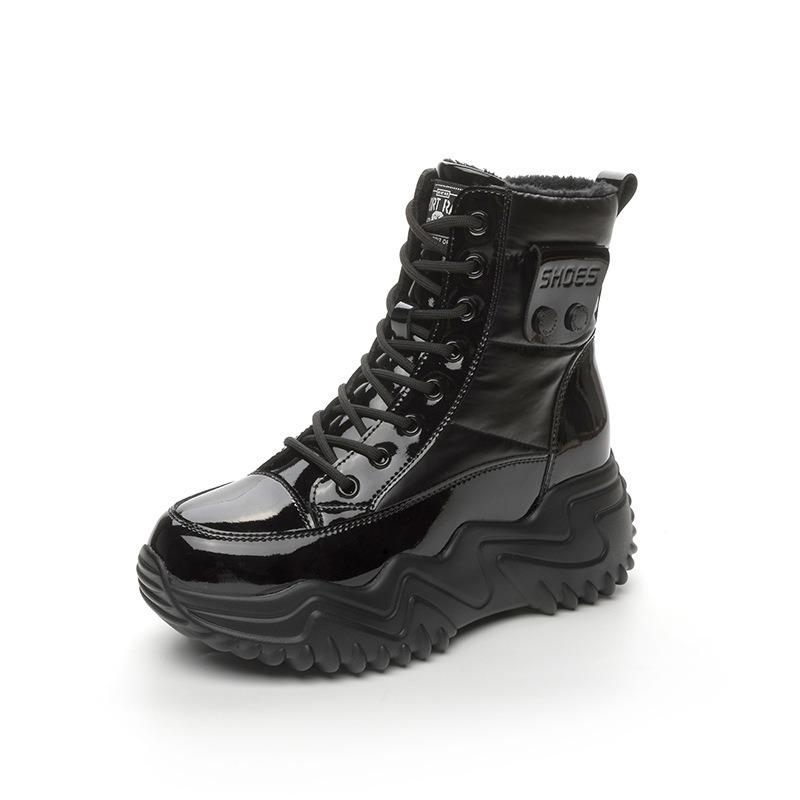 New Winter Leather Inner Height Increase Thick-soled Warm Short Boots Velvet Women's Shoes Children's Casual Muffin-soled Snow Boots