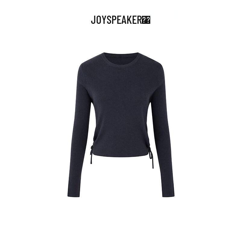 JOY SPEAKER Pleated Round Neck Knit Top