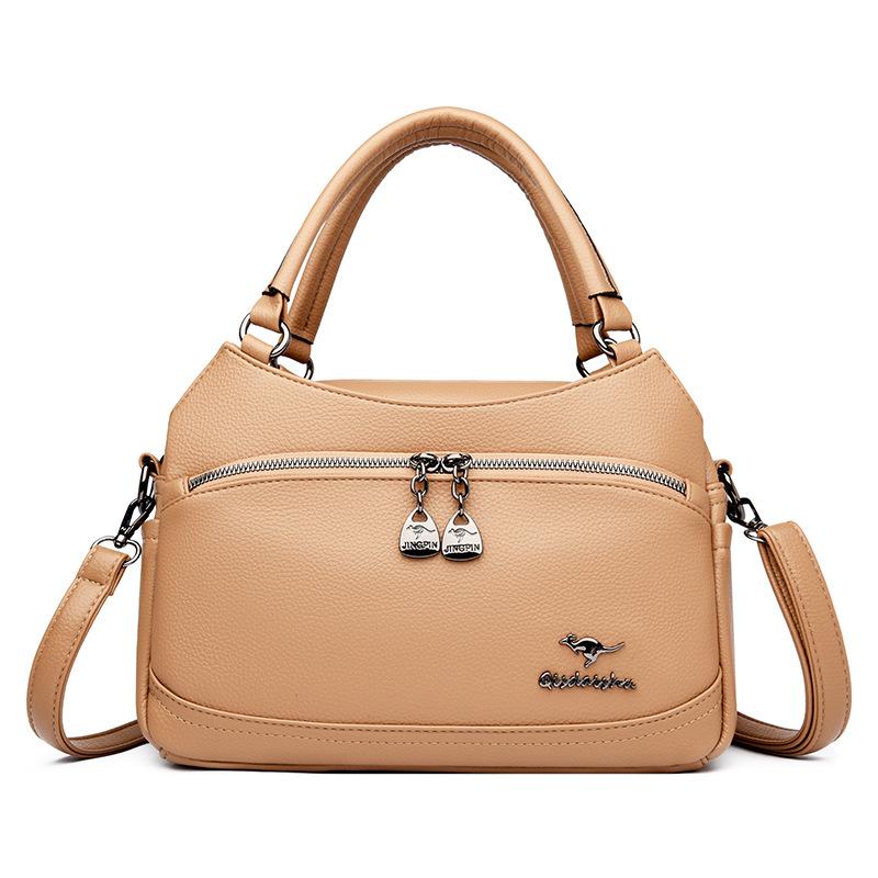 Middle-aged mother-in-law and women's bag 2025 new women's soft leather mother bag temperament broadband shoulder casual versatile messenger bag