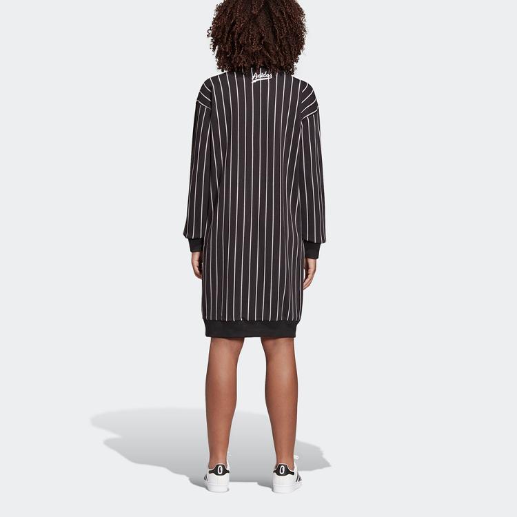 Adidas Originals Long Sleeved Dresses Women's Black Stand Collar Moderate Mid Length DY0877