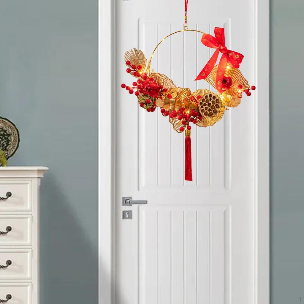 Chinese Year Decorations Spring Festival Decor with Tassel Door Wreath Garland for Bedroom