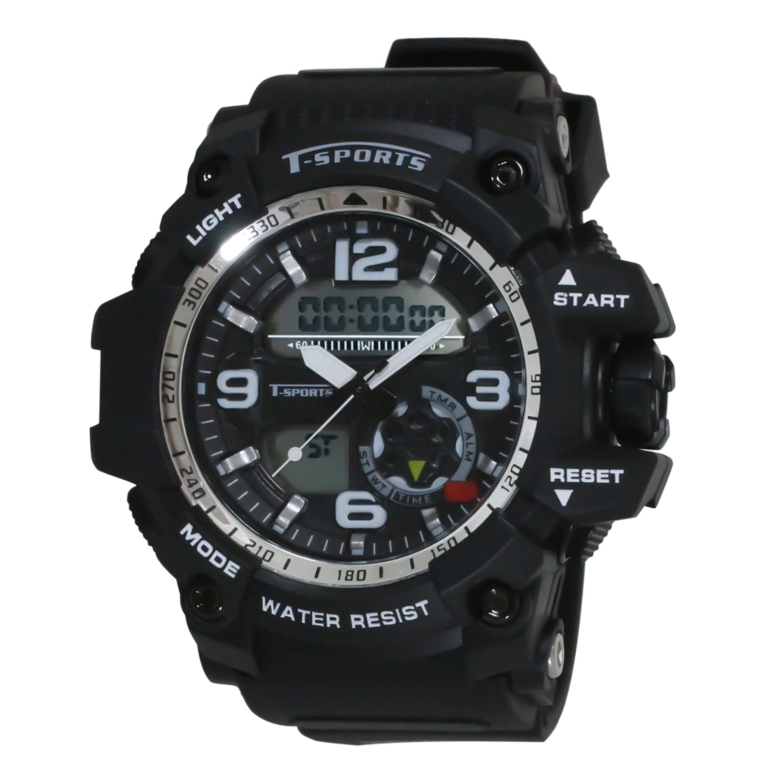 

[Clefa] Ana-Digi Waterproof Multifunctional Stopwatch with Light Urethane Strap 190772 Men s Black