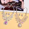 Fashion High-Grade Colourful Teardrop Female Bridal Crystal Full Diamond Necklace Earrings Two-Piece Set Exquisite
