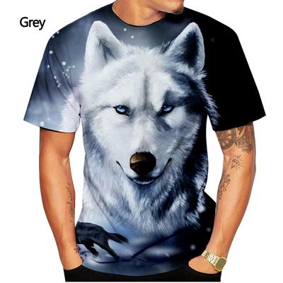 Fashion Wolf Man Short Sleeve 3D-printed Casual T-shirt