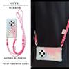 KEYSION Crossbody Strap Phone Case for Redmi 14C Cute Cartoon Long Lanyard Mirror Shockproof Cover for Xiaomi POCO C75