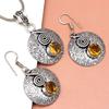 Citrine Set Jewelry Women Pendant  Earring Gemstone Earrings Gems Green