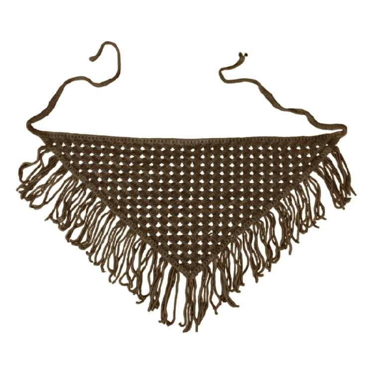 

Multipurpose Crochet Triangled Scarf With Polyester Trim Stylish Layered Neck Wrap For Daily Outdoor Use коричневий