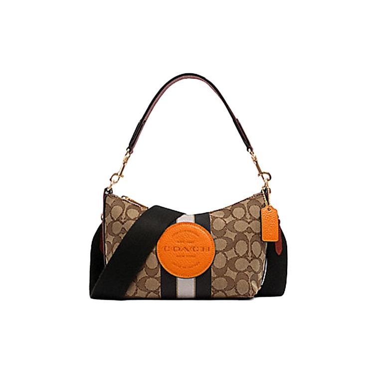 New COACH Dempsey Coated Canvas With Calfskin Lofo Bag, Shoulder Bag, Handbag, Crossbody Bag Trumpets Women's Khaki Brown 5483-IMQZV