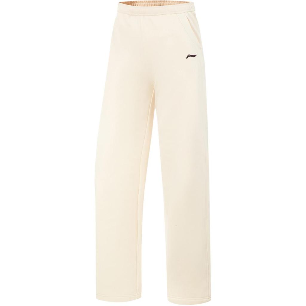 Li Ning Fitness Series Fleece Lined Warm Fashion Wide Leg Mid Rise Casual Knit Sports Pants Women pants AKLV972-10