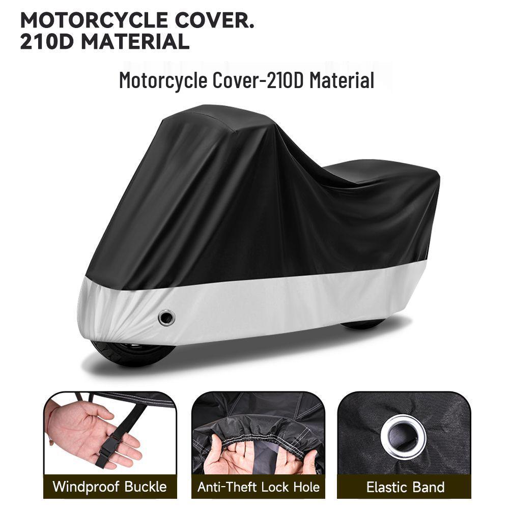 Motorcycle Cover: Thickened 210D Oxford Cloth, Rainproof, Sunproof, Dustproof, & Waterproof.