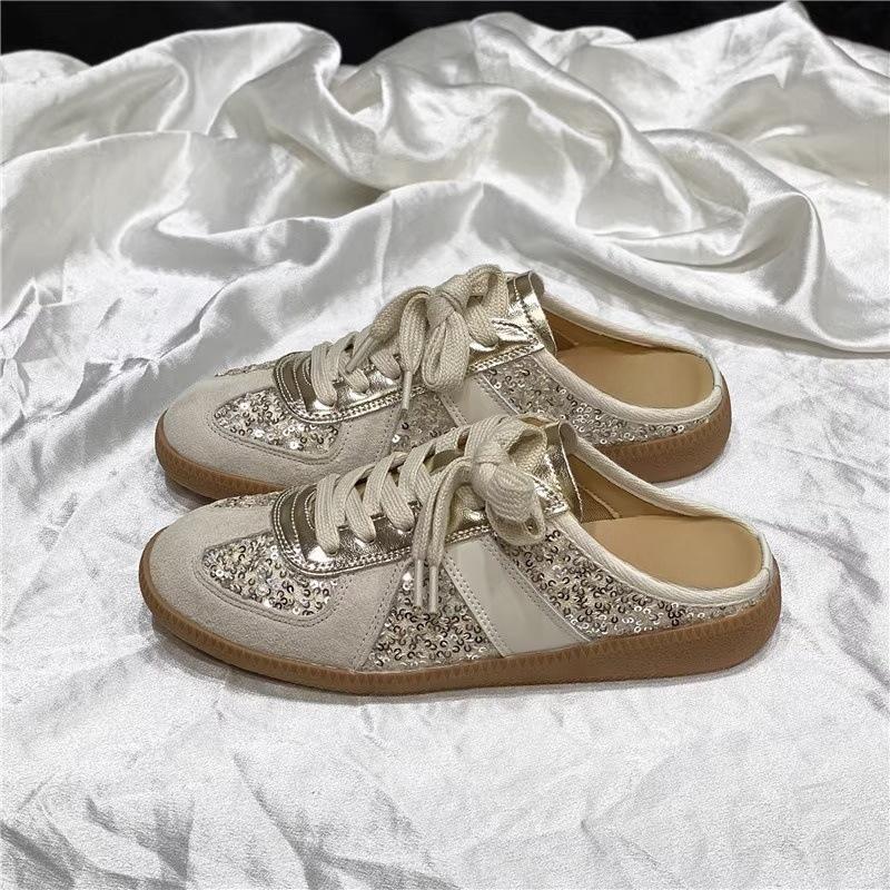 

Туфли платформа сумка голова полушлепанцы женские 2025 лето новые однопедальные немецкие тренировочные туфли без каблука крутые шлепанцы 41 золотой