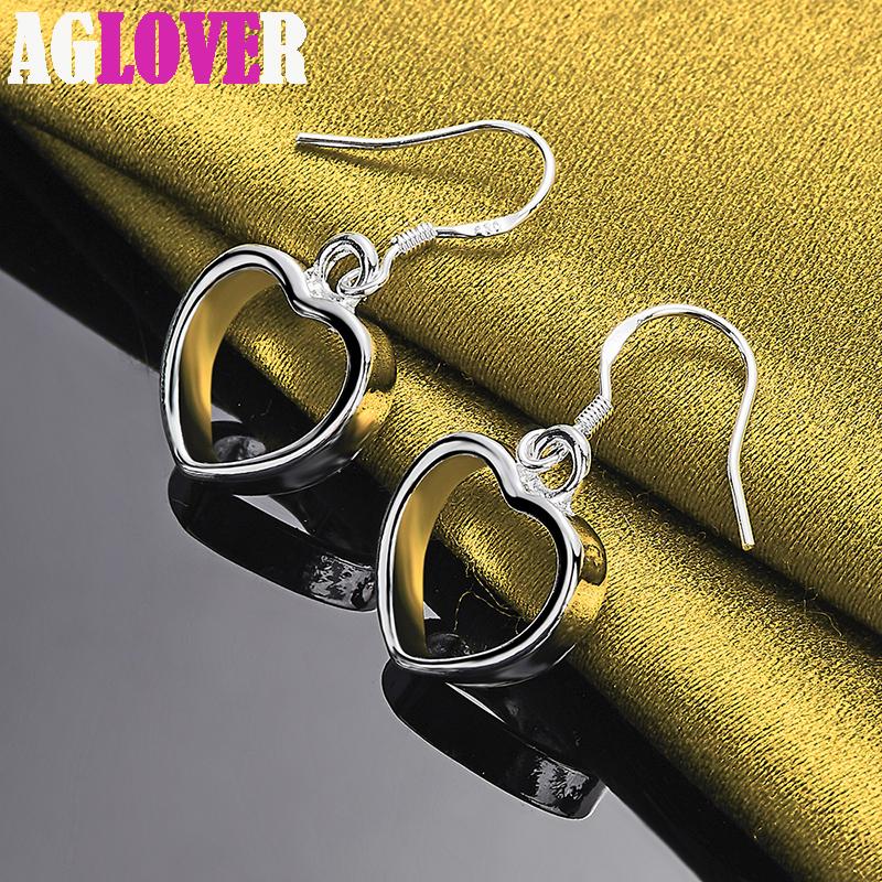 Bijuterii cercei cu picătură cu inimă goală din argint 925