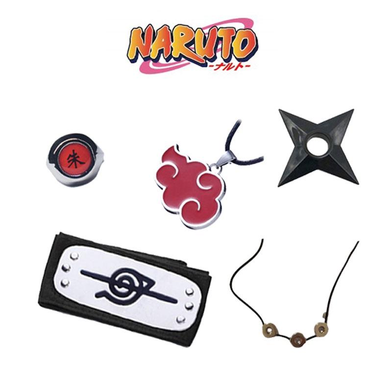 Naruto-inspiriertes Ring- und Halskettenset aus ABS-Kunststoff, Geschenk für Anime-Fans, Charaktere)