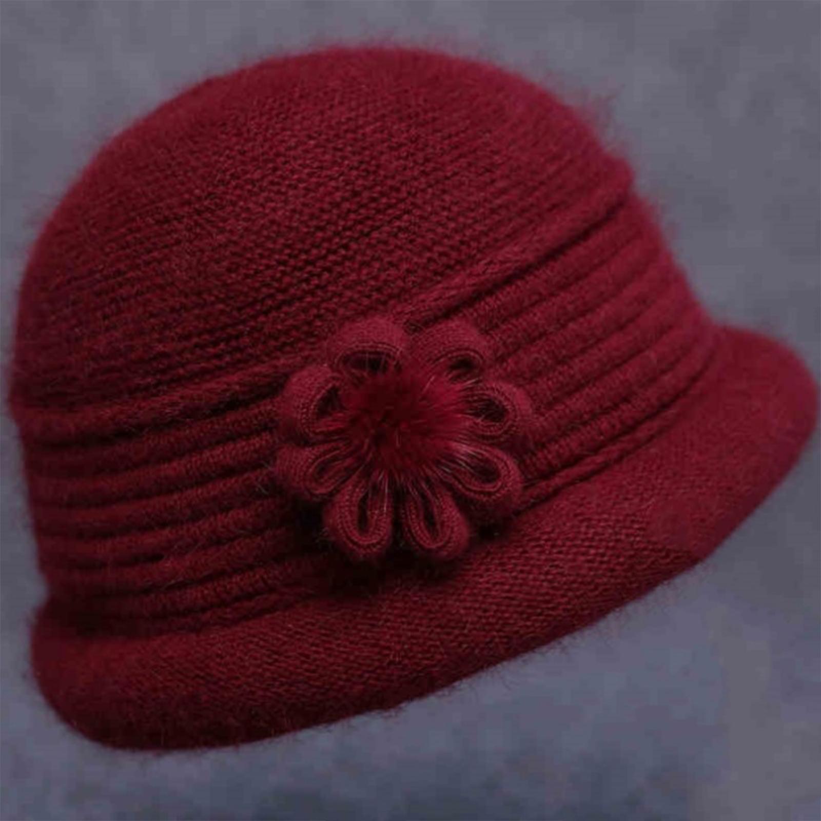 

Женская вязаная шапка с плюшевой подкладкой и пряжей, защищающей от холода, шапка-ведро One Size красный