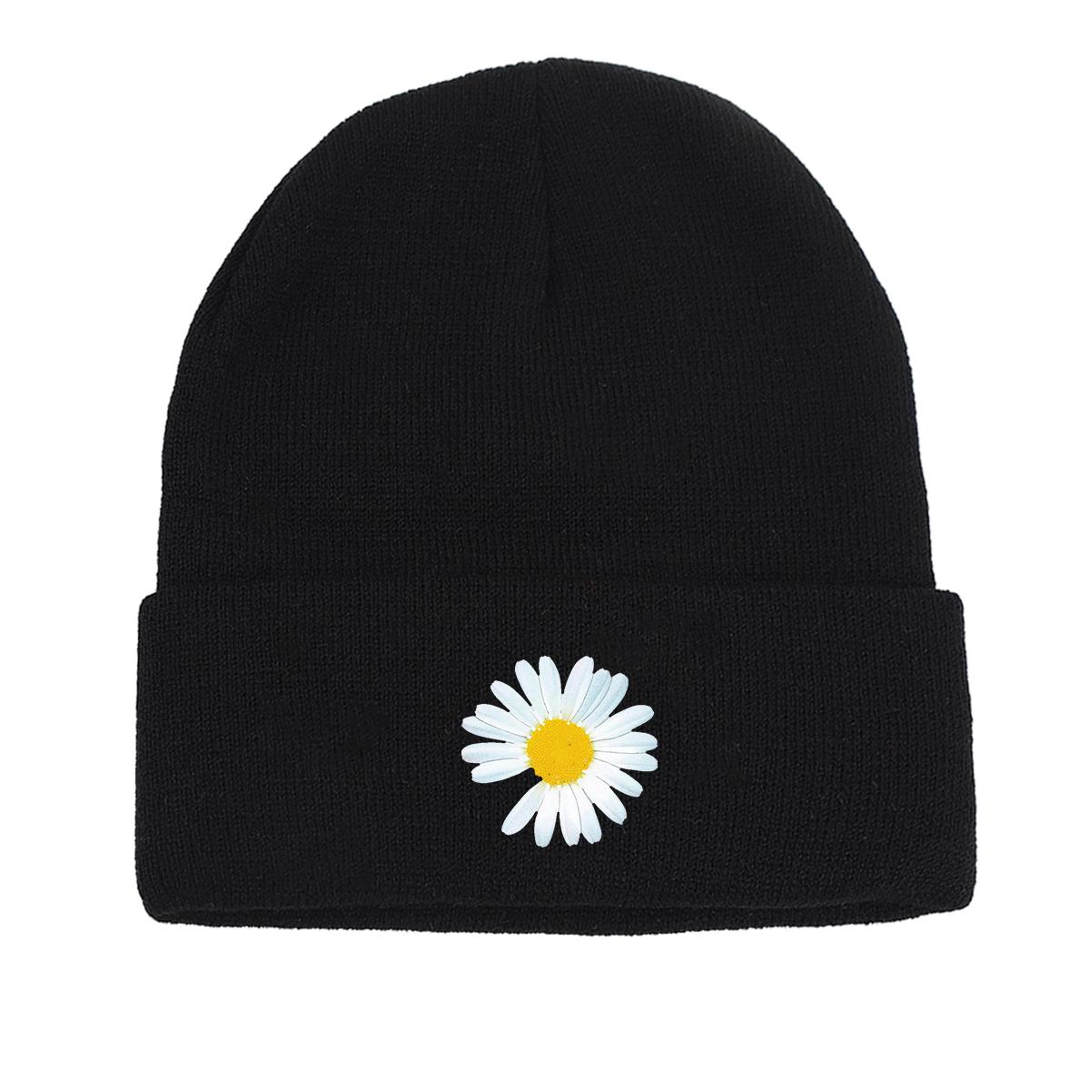 

Daisy Winter Knit Hat Beanie, Man Cap Stretched Stretched Sporting Gorro Knitted Cap Beanie as the picture чёрный