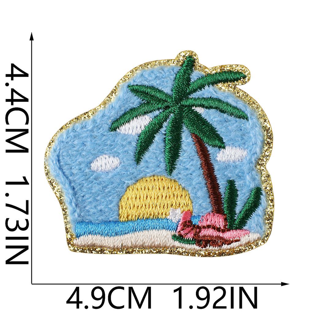 Summer Beach Party Embroidery Cloth Sticker Greet Ironing Zhang Zai Swimsuit Wave Towel Embroidery Patch Sticker