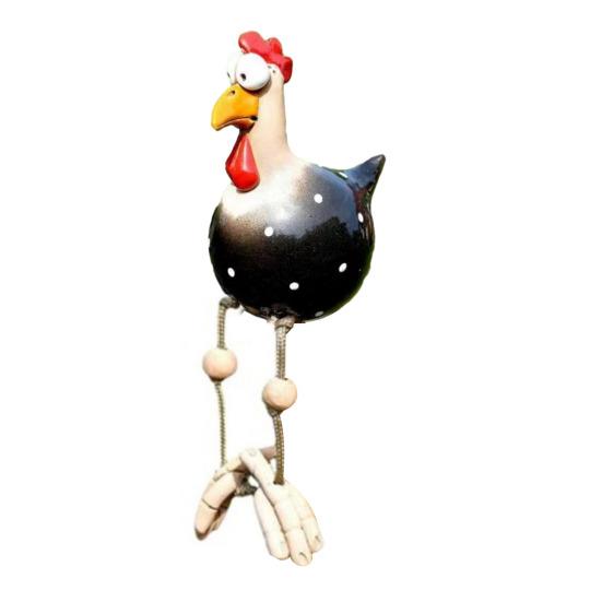 

Funny Chicken Figurine with Dangling Legs Big Eyes Resin Cartoon Rooster Statue for Outdoor Garden Lawn Patio Balcony Decor D