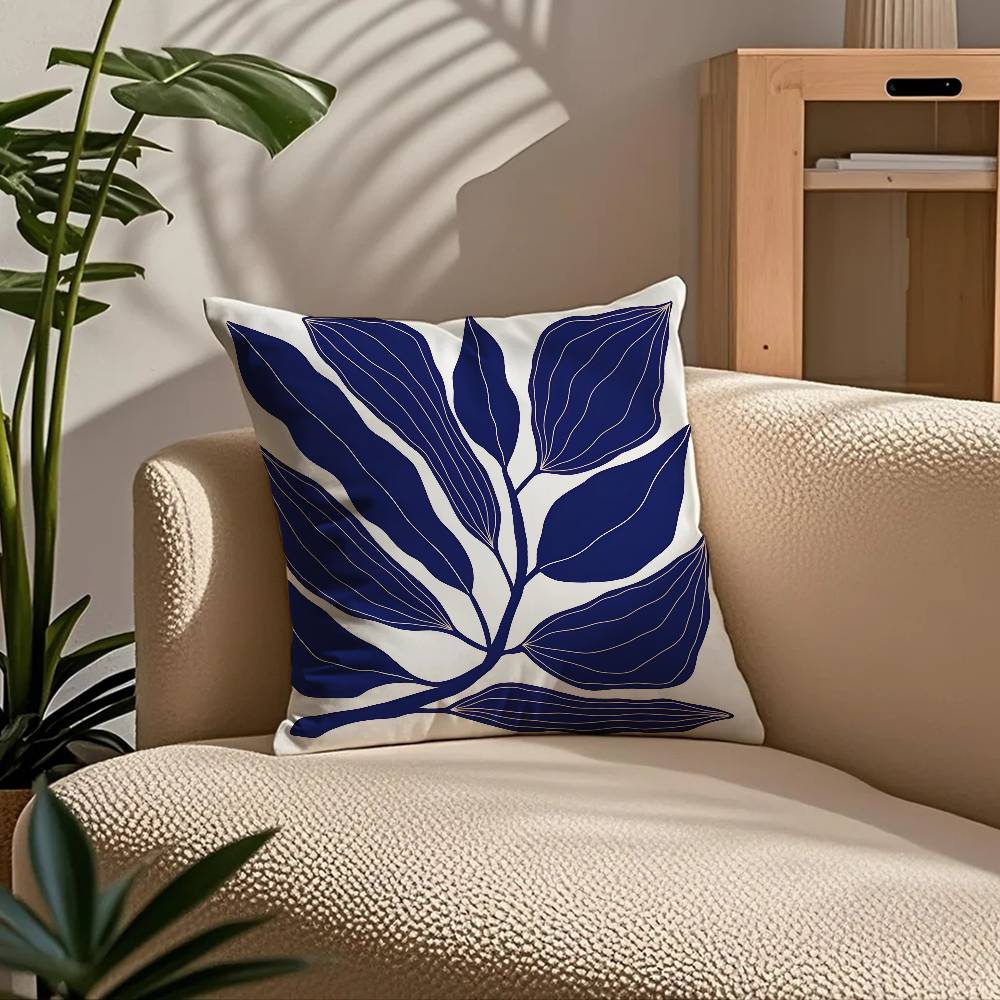 E-Elegant Blue Floral Anime Pillow Case Comfort Sofa Bed Silky Elegant Invisible Zipper Custom Decorative Cushion Cover