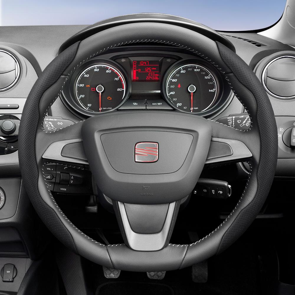 rlcp4 Suitable for Seat Breathable Leather Steering Wheel Cover with Segmented Quick-Release Design, Non-Slip and Durable, for Models Such as Ibiza,