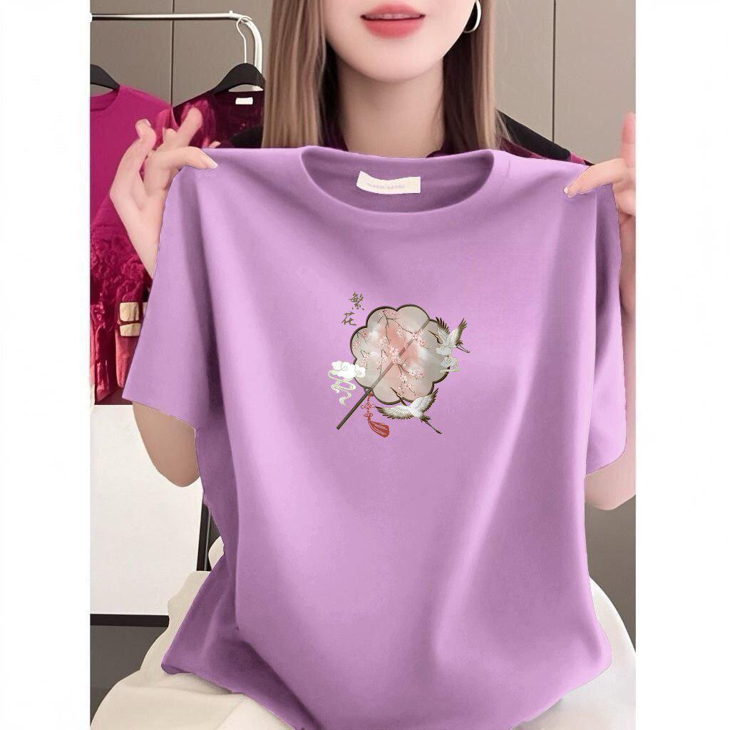 This Year's Trendy Plus-Size Red Printed Women's T-Shirt - Loose, Fashionable & Versatile for Middle-Aged & Elderly Women