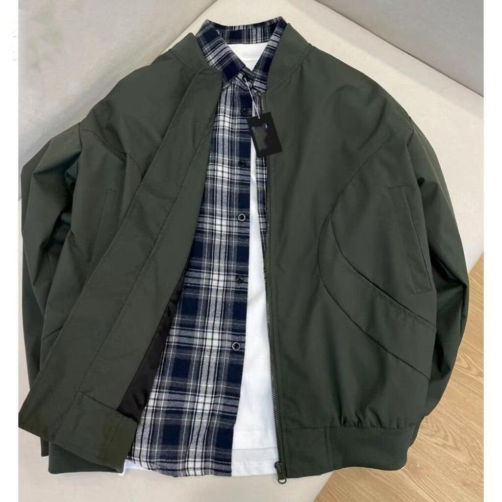 

Американская простая куртка-бомбер мужская весенне-осенняя ретро уличная универсальная куртка модный бренд повседневная свободная бейсбольная джерси 3XL зелёный