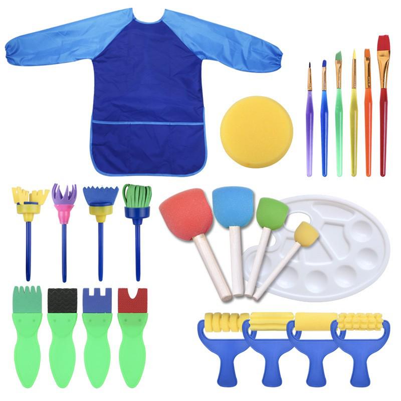 18-Piece Children's Painting Sponge Set: Early Education Doodle & Brush Tools for Kindergarten