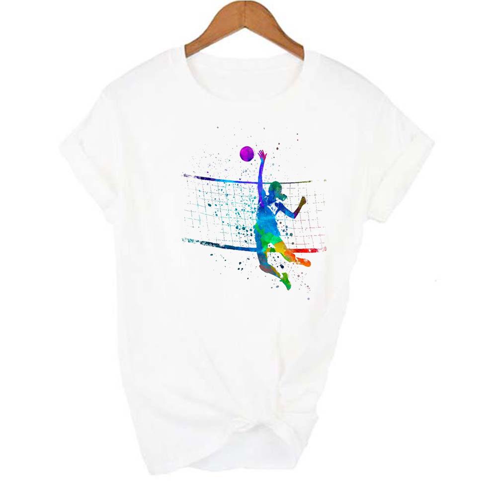 Women Clothes Watercolor Volleyball Girl Graphic Print T Shirt Femme Korean Style T Shirt Female