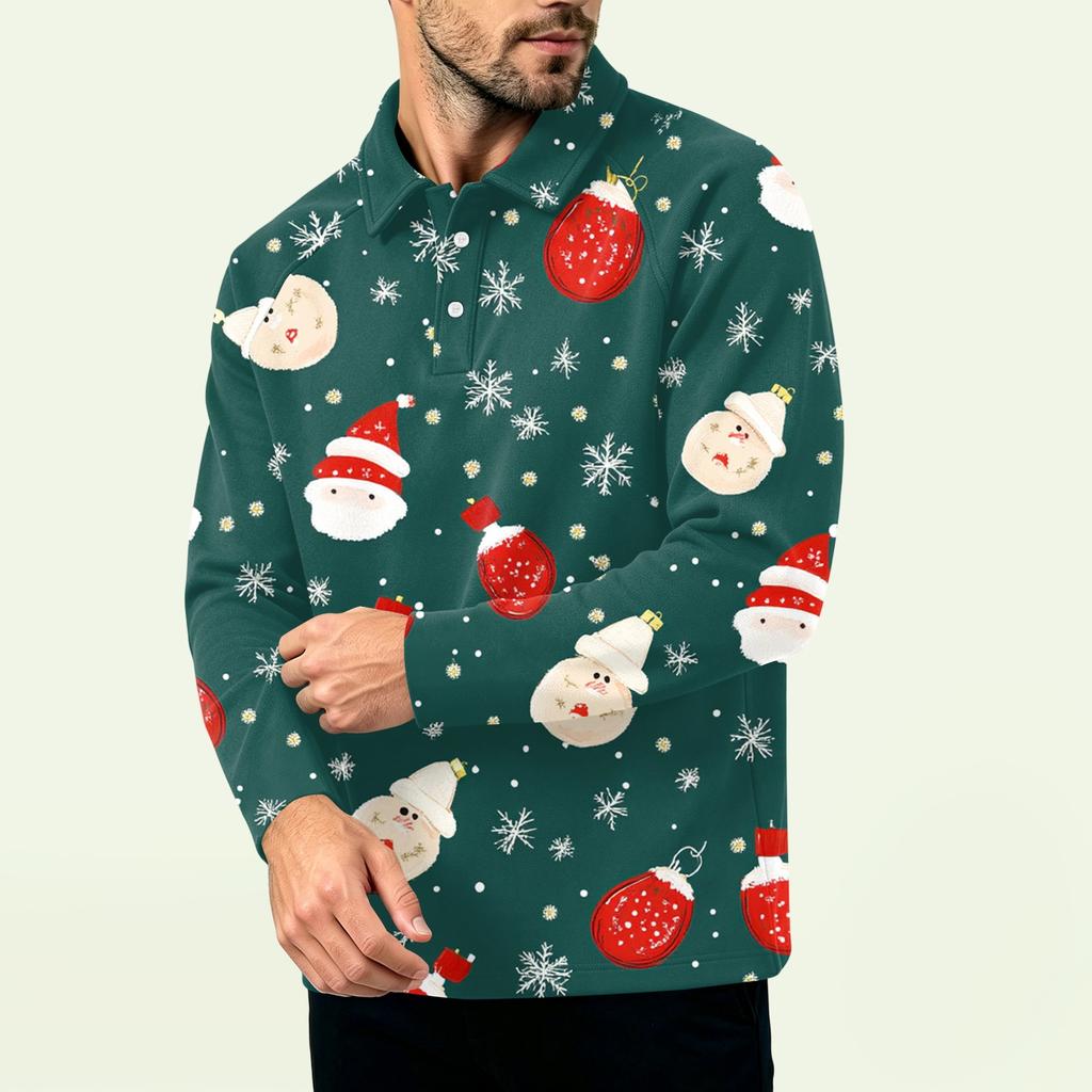 Men's Christmas Print Zip-Up Sweatshirt, Long Sleeve Loose Fit Casual Fall Winter Top, Multiple Colors and Sizes