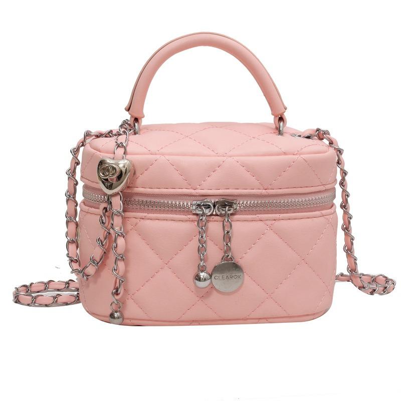 Design portable box bag, new diamond chain bucket bag, niche texture messenger bag.