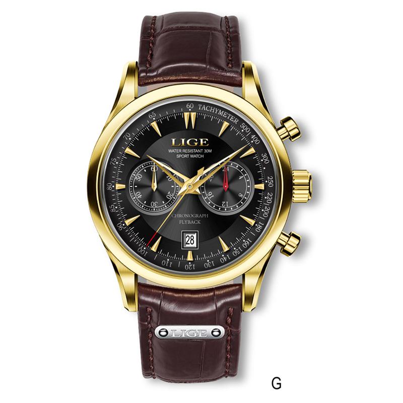 LIGE New Luxury Mens Watch Casual Fashion Quartz Wristwatches Sports 50M Waterproof Luminous Calendar Watches Men Gifts Reloj