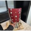 Značkový design PU kožená crossbody taška pro ženy nová malá kabelka na telefon taška přes rameno módní perlová dekorace dámská taška přes rameno