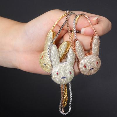 Kreative Hip-Hop-Trend-Persönlichkeit Tier Kaninchen Anhänger Halsketten für Männer Frauen Schmuck Geschenk