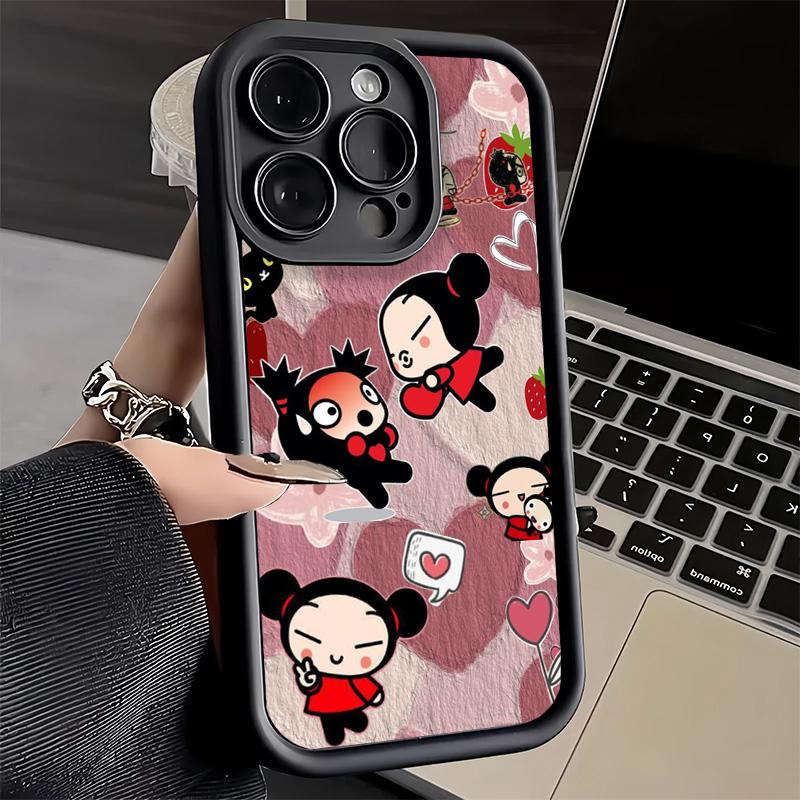 Phone Case for iPhone 17 Air 16E 15 16 Pro Max Cartoon Cute Pucca Garu Cover 14 Plus 13 12 Mini Soft Shell Silicone Fundas
