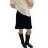 Elegant High-Waist Black Wool A-Line Skirt for Women - Slimming Petite Fit for Autumn and Winter