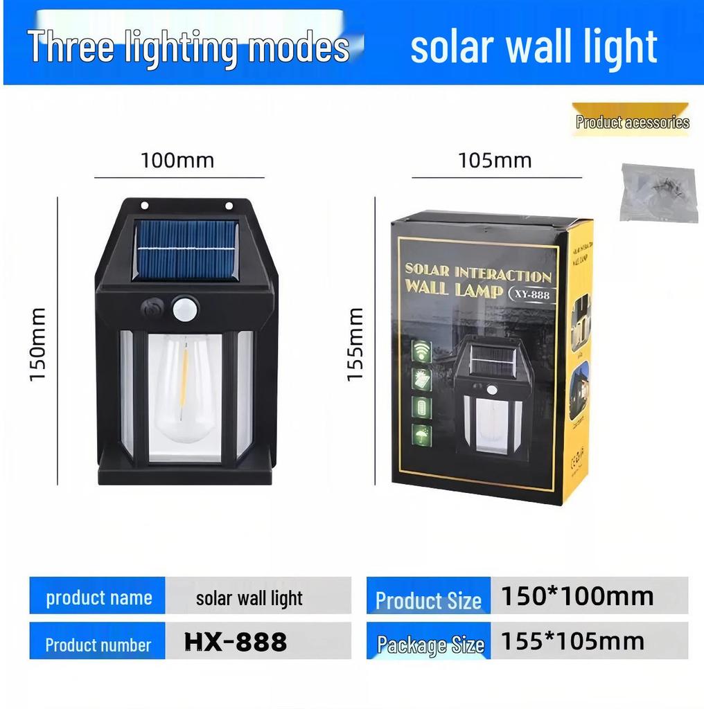 Solar Waterproof Outdoor Tungsten Filament Courtyard Wall Lamp