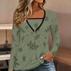 Tops for Women Floral Print Long Sleeve Fake Two‑Piece Top Fall Casual Slim Pullover Women's Long Sleeve Top