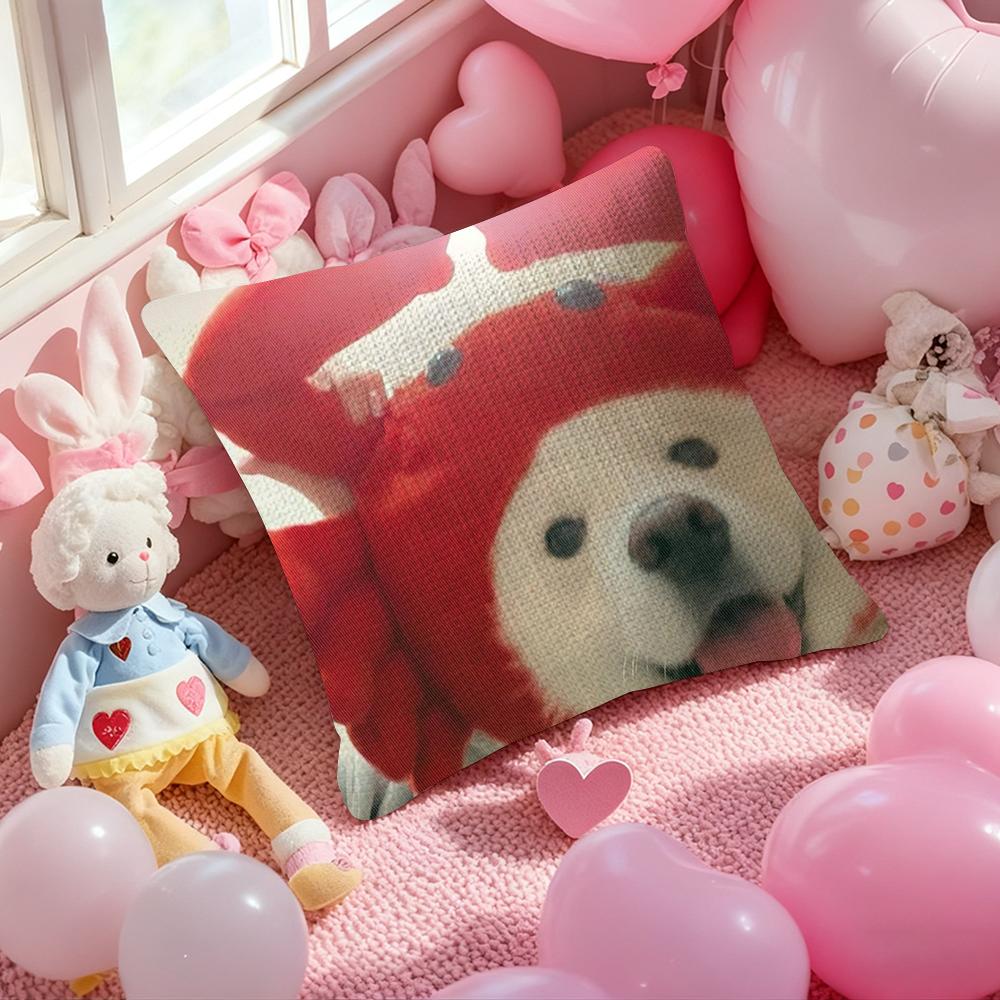 Funny Cute Dog Cat Cushion Cover Natural Linen Pillow Case Double-Sided Print Decorative Sofa Pillowcase Home Decor Gift