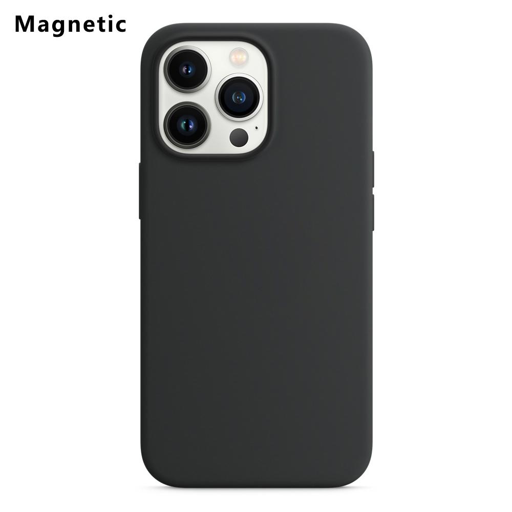 

For iPhone 13 Pro Compatible with MagSafe Liquid Silicone Phone Back Cover (No Logo) Black