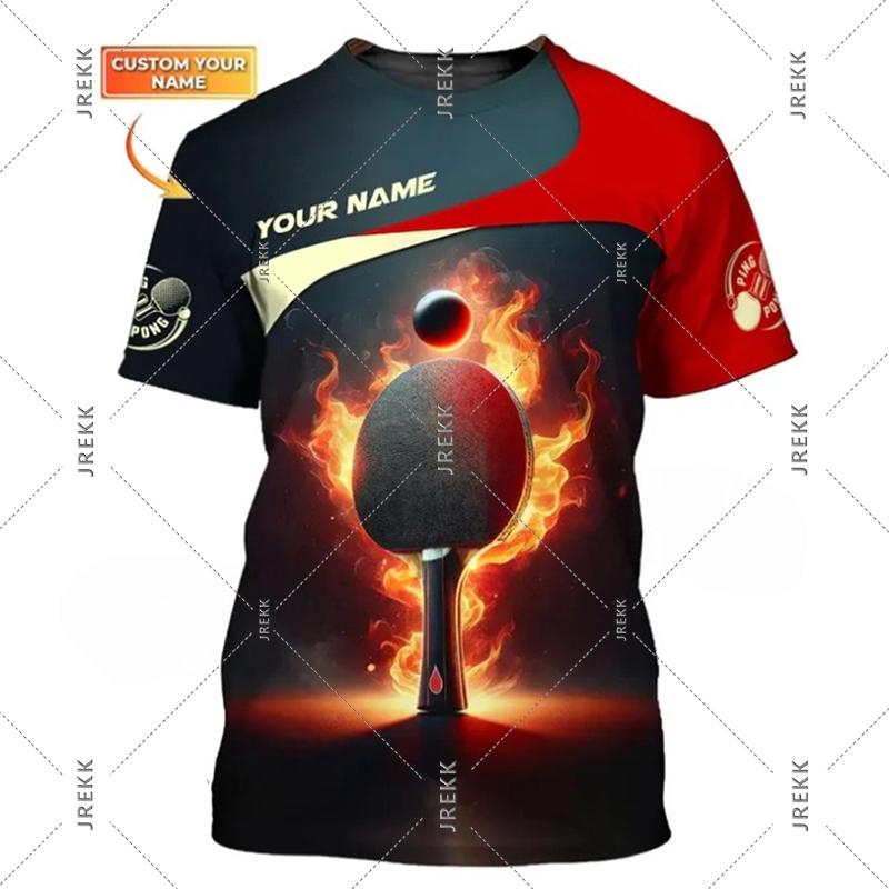 T-shirt de Tennis de Table pour Hommes Vêtements Séchage Rapide Ping Pong Manches Courtes Col Rond T-shirts Été Sports Nom Personnalisé T-shirt Top Homme