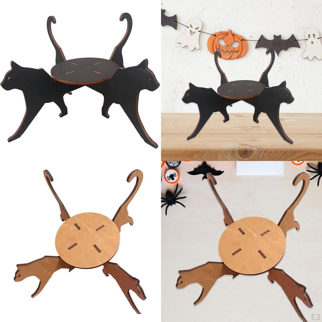 Cat Silhouette Plant Stand Display Rack Decorative Indoor Outdoor Wooden Flower Pot Holder for Hotel