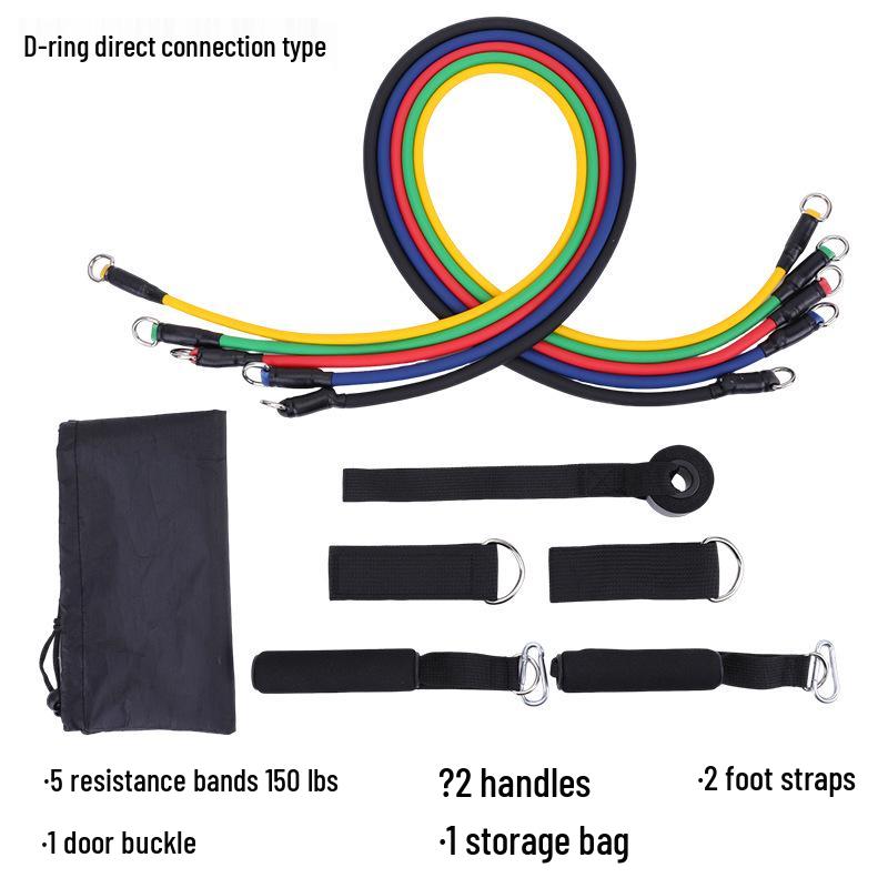 11-Piece TPE Resistance Bands Set - High Elasticity with Customizable Logo for Home Fitness