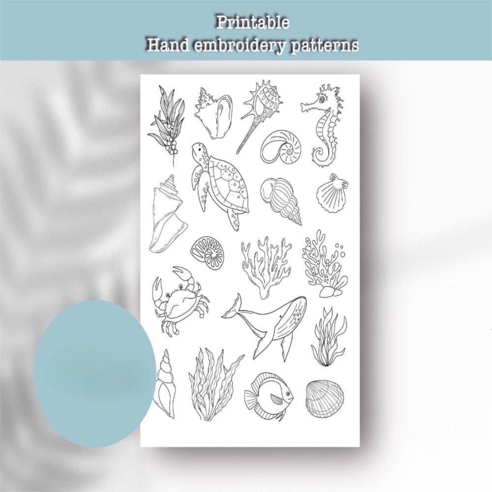 Flowers and Ocean Embroidery Pattern Stitching Embroidery Paper  Sewing Lovers